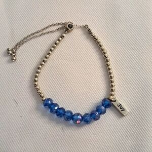 Joy Bracelet Blue Faceted and Silver beads Adjustable Chain
